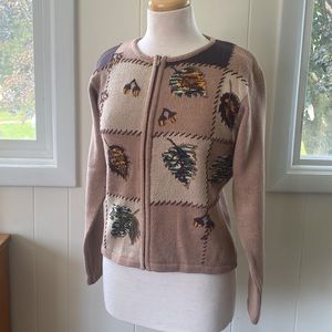 Fall Theme Embroidered Novelty Cottagecore Cardigan Sweater S/M